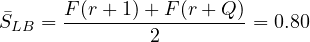 \[\bar{S}_{LB}=\frac{F(r+1)+F(r+Q)}{2}=0.80\]