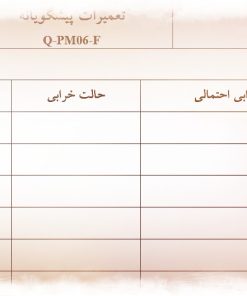 نمونه فرم تعميرات پيشگويانه