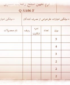 نمونه فرم تعيين سطح رضايت مشتري 