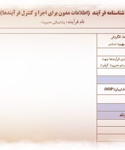 عکس شناسنامه فرآیند پشتیبانی مدیریت